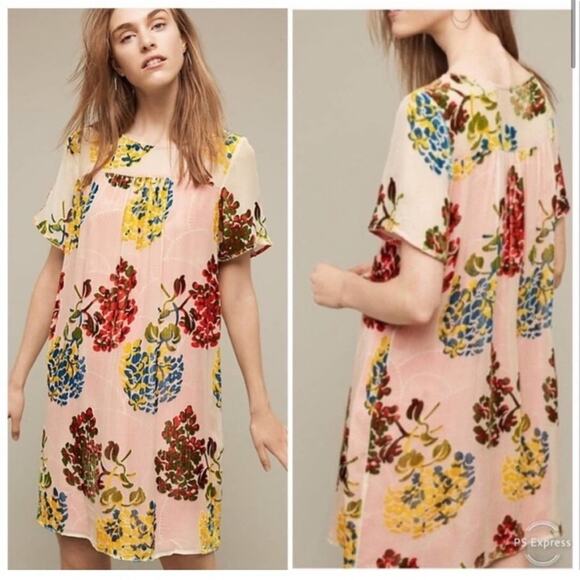 Anthropologie Maeve Floral Market Velvet Dress Size Small - Picture 1 of 12